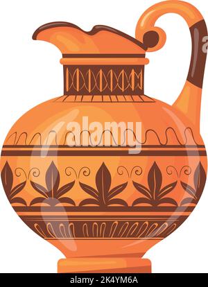 Cartoon griechische Kanne. Alte Keramik Keramik-Ikone isoliert auf weißem Hintergrund Stock Vektor