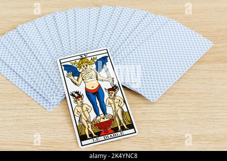 Tarot von Marseille. Der Teufel. Stockfoto