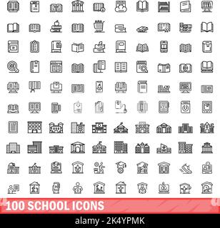 100 Schulsymbole eingestellt. Skizzieren Illustration von 100 Schule Symbole Vektor-Set isoliert auf weißem Hintergrund Stock Vektor