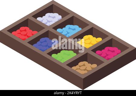 Montessori Spielzeugkiste Symbol isometrischer Vektor. Intelligente Bildung. Schulspiel Stock Vektor