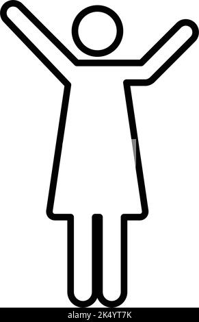 Frau erhobene Arme Symbol Vektor weibliche Person mit offenen Händen Symbol in einer Glyphe Piktogramm Illustration Stock Vektor