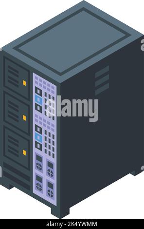 Isometrischer Vektor für das Serverdatensymbol. Kartenspeicher. Digitalcomputer Stock Vektor