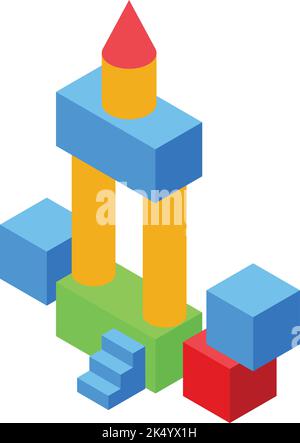 Montessori Spielzeug Symbol isometrischer Vektor. Intelligente Bildung. Mathematische Form Stock Vektor