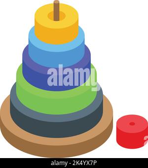 Montessori Spielzeug Pyramide Symbol isometrischer Vektor. Holzbildung. Elegante Form Stock Vektor