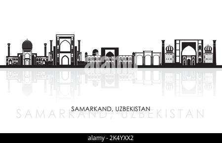 Silhouette Skyline Panorama der Stadt Samarkand, Usbekistan - Vektor-Illustration Stock Vektor