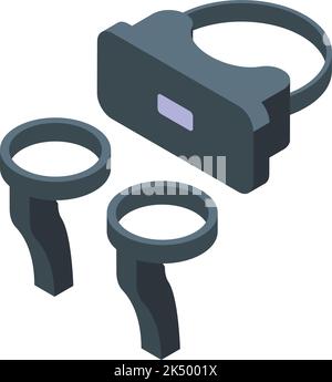 Isometrischer Vektor des VR-Headset-Symbols. Virtuelle Tour. Online-Video Stock Vektor