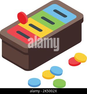 Montessori Münzspielzeug Symbol isometrischer Vektor. Holzbildung. Cleveres Kind Stock Vektor