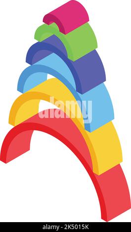 Isometrischer Vektor des Montessori-Blocksymbols. Spielzeugbildung. Holzspiel Stock Vektor