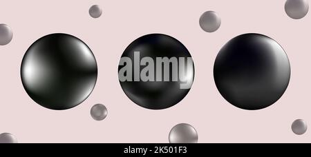 Eine Reihe von kreisförmigen Verläufen. Schwarze Perlen. Moderne abstrakte Hintergrundtextur. Vorlage für das Design. Vektor Stock Vektor