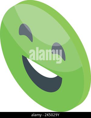 Grünes Emoji-Symbol für Zufriedenheitsgrad isometrischer Vektor. Kundenemoticon. Happy Meter Stock Vektor