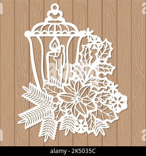 Weihnachtslaterne. Schablone für Laserschneiden. Vektor Stock Vektor