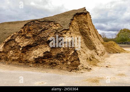 Biomasse oder Silage, die in der Biogasanlage in brennbares Gas umgewandelt wird Stockfoto