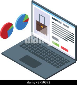 Isometrievektor für Laptop-Datensymbol. Softwarecode. Computerarbeit Stock Vektor