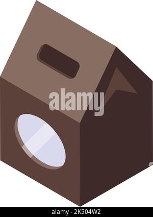 Isometrischer Vektor des Symbols der Schokoladenbox. Snackpaket. Chipbeutel Stock Vektor