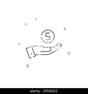 Rabatt, Geld sparen einfaches Vektorlinien-Symbol. Symbol, Piktogramm, auf weißem Hintergrund isoliertes Zeichen. Bearbeitbare Kontur. Linienstärke anpassen. Stock Vektor