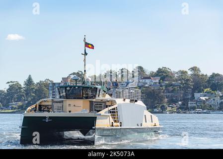 River Class Ferry, Kurt Fearnly, eine von zehn Fähren, die 2021 ausgeliefert wurden. Indonesisch gebaut, die Fähren wurden mit mehreren Fehlern verzögert Nutzung 1 Jahr gemacht Stockfoto