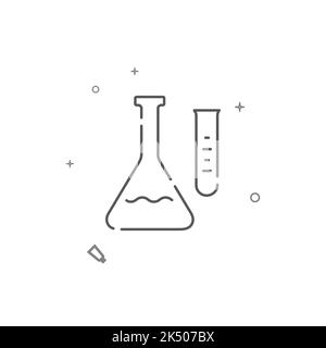 Einfaches Vektorliniensymbol für Laborglaswaren. Symbol, Piktogramm, auf weißem Hintergrund isoliertes Zeichen. Bearbeitbare Kontur. Linienstärke anpassen. Stock Vektor