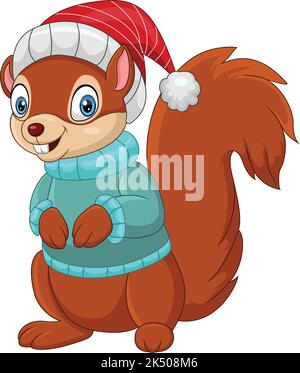 Cartoon Eichhörnchen in santa Hut Stock Vektor