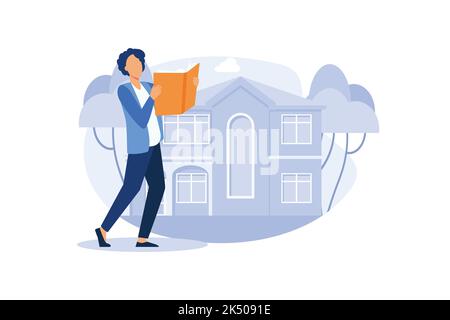 Gemütliches Einfamilienhaus im georgianischen Stil mit Garage Vektor flaches Design Illustration Stock Vektor