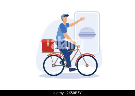 Online-Lieferdienstkonzept, Online-Auftragsverfolgung, Lieferung nach Hause und ins Büro. Lager, LKW, Drohne, Roller und Fahrrad Kurier, Lieferer i Stock Vektor