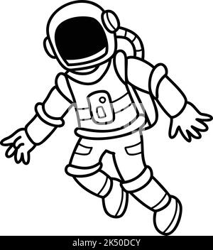 Handgezeichneter Astronaut schwimmt im Weltraum Illustration isoliert auf dem Hintergrund Stock Vektor