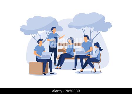 Geschäftsleute diskutieren soziale Netzwerke, Nachrichten, Vektor, soziale Netzwerke, Chat, Dialog Sprechblasen, neue Projekte Vektor flach modernes Design Illustration Stock Vektor