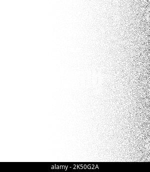 Gradient mit Kornversteiftung. Verblasste stochastische Dotwork-Textur. Zufälliges Grunge Noise Background. Schwarze Punkte, Flecken oder Partikel Tapete. Halbton Stock Vektor