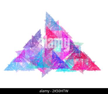 Dreieckige abstrakte Form. Abstrakte fraktale Grafiken. Designelement. Mehrfarbig. Weißer Hintergrund Stockfoto