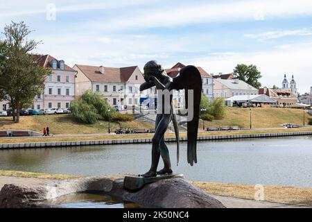 Weißrussland, Minsk - 12. september, 2022: Statue Denkmal auf der Insel aus nächster Nähe Stockfoto