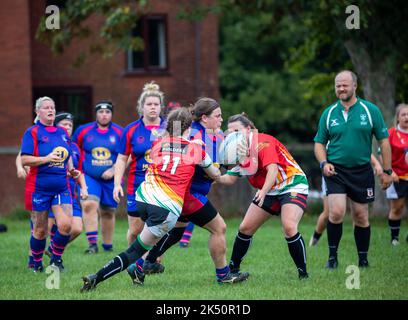 Totnes RFC spielen gegen Camborne RFC auf ihrem Boden in Totnes, Devon Stockfoto