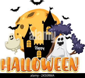 Happy Halloween Festival Logo Design Illustration Stock Vektor