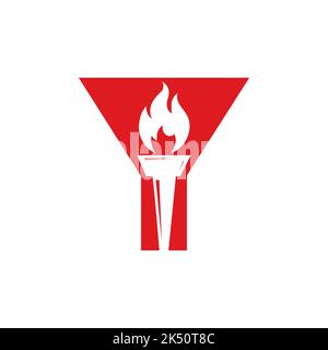 Anfangsbuchstabe Y Feuerfackel Konzept mit Feuer und Fackel Symbol Vektor-Symbol Stock Vektor