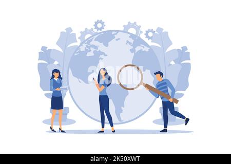 Outsourcing-Teamwork-Konzept. Vektor Grafik Design flache Cartoon Illustration Stock Vektor