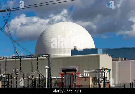 White Dome PWR Druckwasserreaktor-Kernkraftwerk, Sizewell B, Suffolk, England, Großbritannien Stockfoto