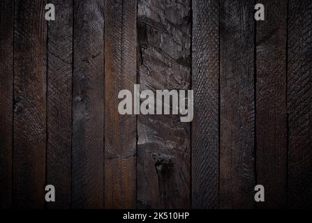 Dunkel gebeizt rau Holzplanken Textur Hintergrund Stockfoto