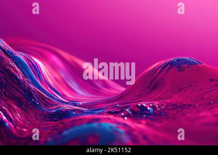 Ein abstrakter 3D gerenderter Hintergrund mit Wellen von rosa und blauer Farbe Stockfoto