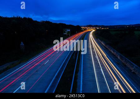 Licht-Strecken; A30; Penzance; Cornwall; VEREINIGTES KÖNIGREICH; Sommer Stockfoto
