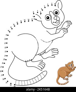 Isolierte Farbseite von Dot to Dot Mouse Lemur Stock Vektor