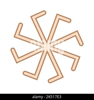 Ladinets, weibliche Kolovrat, ein slawisches Symbol, das mit skandinavischen Webornamenten verziert ist. Beige trendig, Design mit Runen und Sonne Stock Vektor