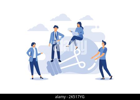 Online-Assistent bei der Arbeit. Förderung im Netzwerk. manager bei Remote-Arbeit, auf der Suche nach neuen Ideen Lösungen, die Zusammenarbeit im Unternehmen, Gehirne Stock Vektor