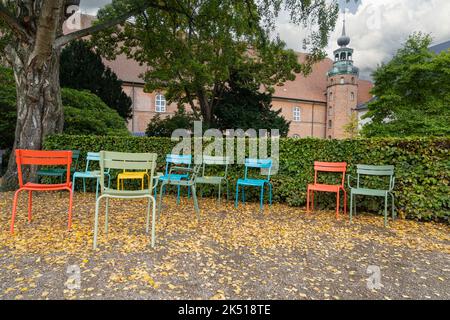 Kopenhagen, Dänemark. Oktober 2022. Panoramablick auf den Garten der Königlichen Bibliothek im Stadtzentrum Stockfoto