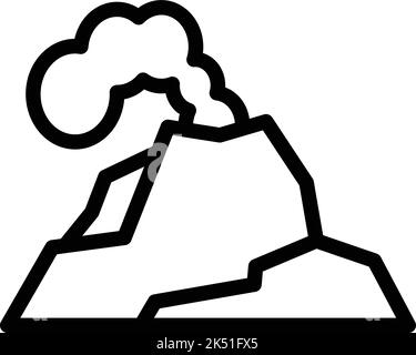 Vektor der Symbolumrisse für Vulkanausbrüche. Vulkanfeuer. Magmaasche Stock Vektor