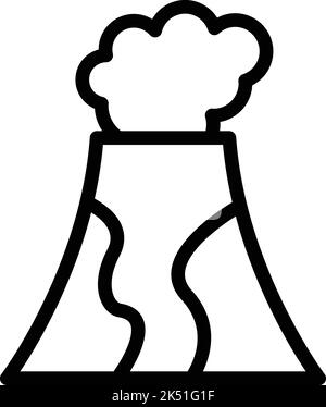 Vektorgrafik für den Symbolumriss des Vulkanausbruchs. Lavafeuer. Bergvulkan Stock Vektor