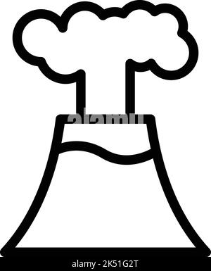 Vektor der Symbolumrisse für Vulkanexplosionen. Lavafeuer. Cross Island Stock Vektor