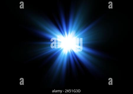 Leuchteffekt mit weißen und blauen Funken, die mit speziellem Licht leuchten. Weiß leuchtendes Licht. Sternenlicht von Strahlen. Die Sonne ist beleuchtet. Hell Stock Vektor