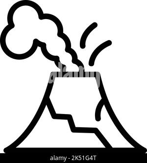 Vektorgrafik für den Umriss des Symbols für den Vulkanausbruch. Magma-Landschaft. Vulcano-Explosion Stock Vektor