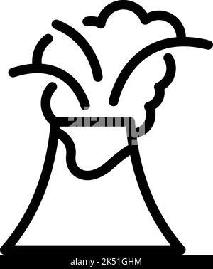 Vektor der Symbolumrisse des wilden Vulkans. Vulkanische Lava. Kreuzkrater Stock Vektor