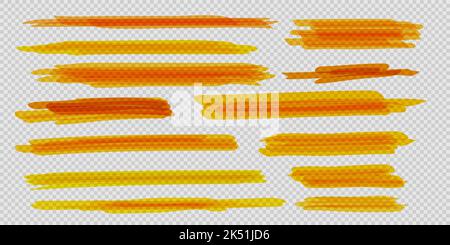 Vektor Textmarker Pinsel festgelegt. Hand gelbe Markierung Streifen markieren gezeichnet. Stock Vektor