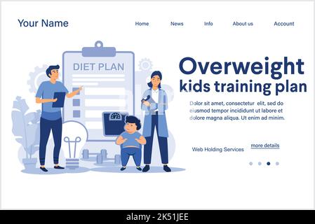 Übergewichtige Kinder Trainingsplan abstrakte Konzept Vektor Illustration. Vorlage für Landing Page Stock Vektor