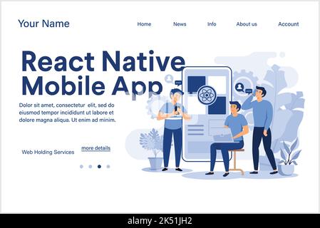 Reagieren Sie auf das native Entwicklungskonzept für mobile Apps mit modernem, flachem Design Stock Vektor